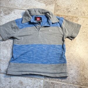 Size 2 T Quiksilver Kids Polo in Gray and Blue Stripes 3button, soft polo